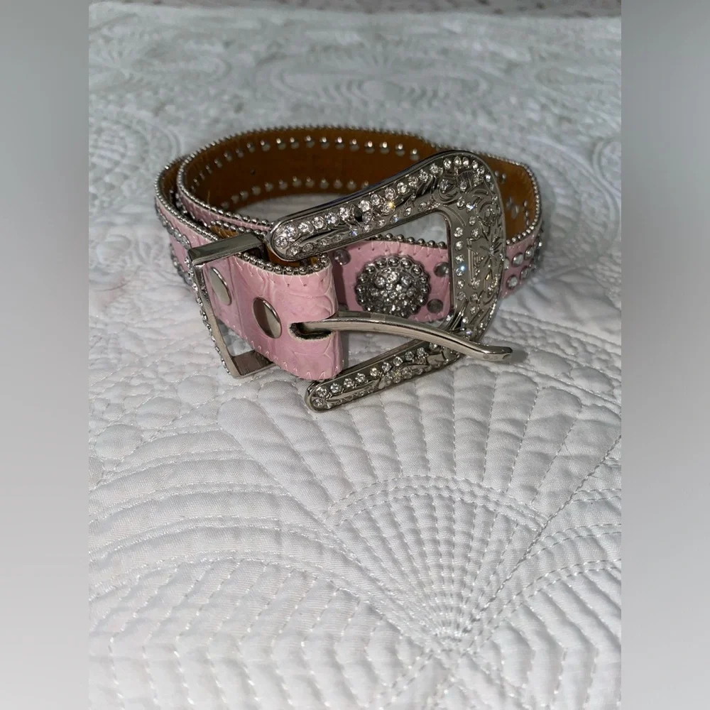 Nocona Belt Co girls pink Rhinestone belt